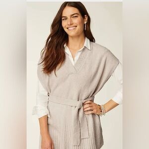 J.Jill Belted Knit Poncho Vest Sweater Tunic in Stone Size XL - 3X